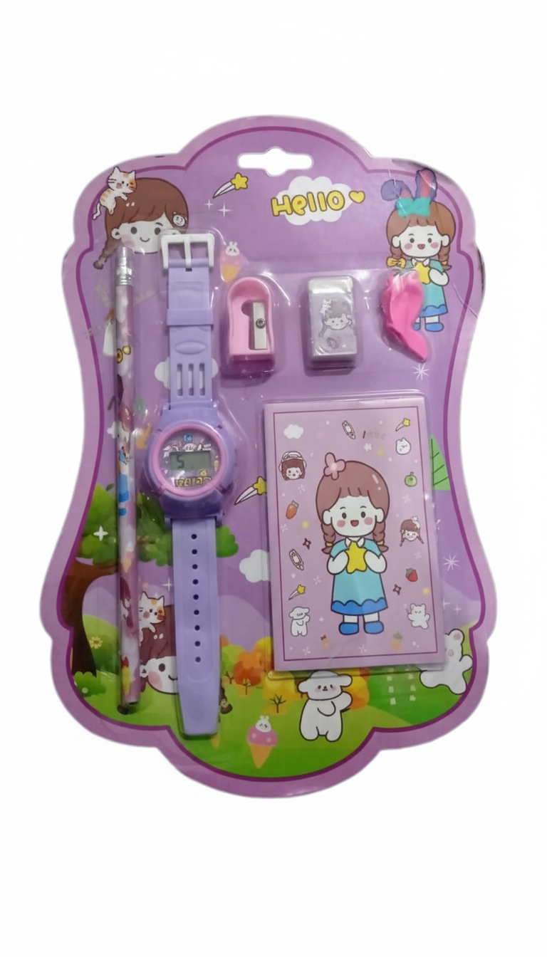 Kids Stationery & Digital Watch Gift Set