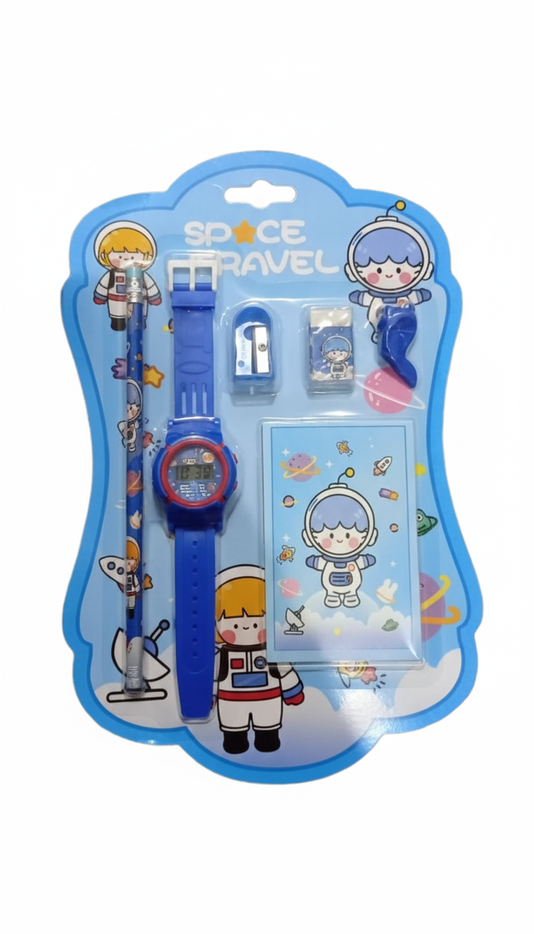 Kids Stationery & Digital Watch Gift Set