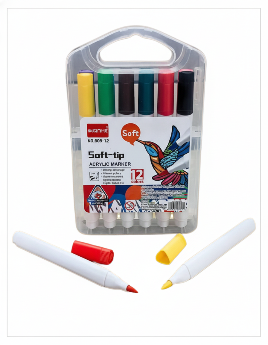12-Color Soft-Tip Acrylic Marker Set